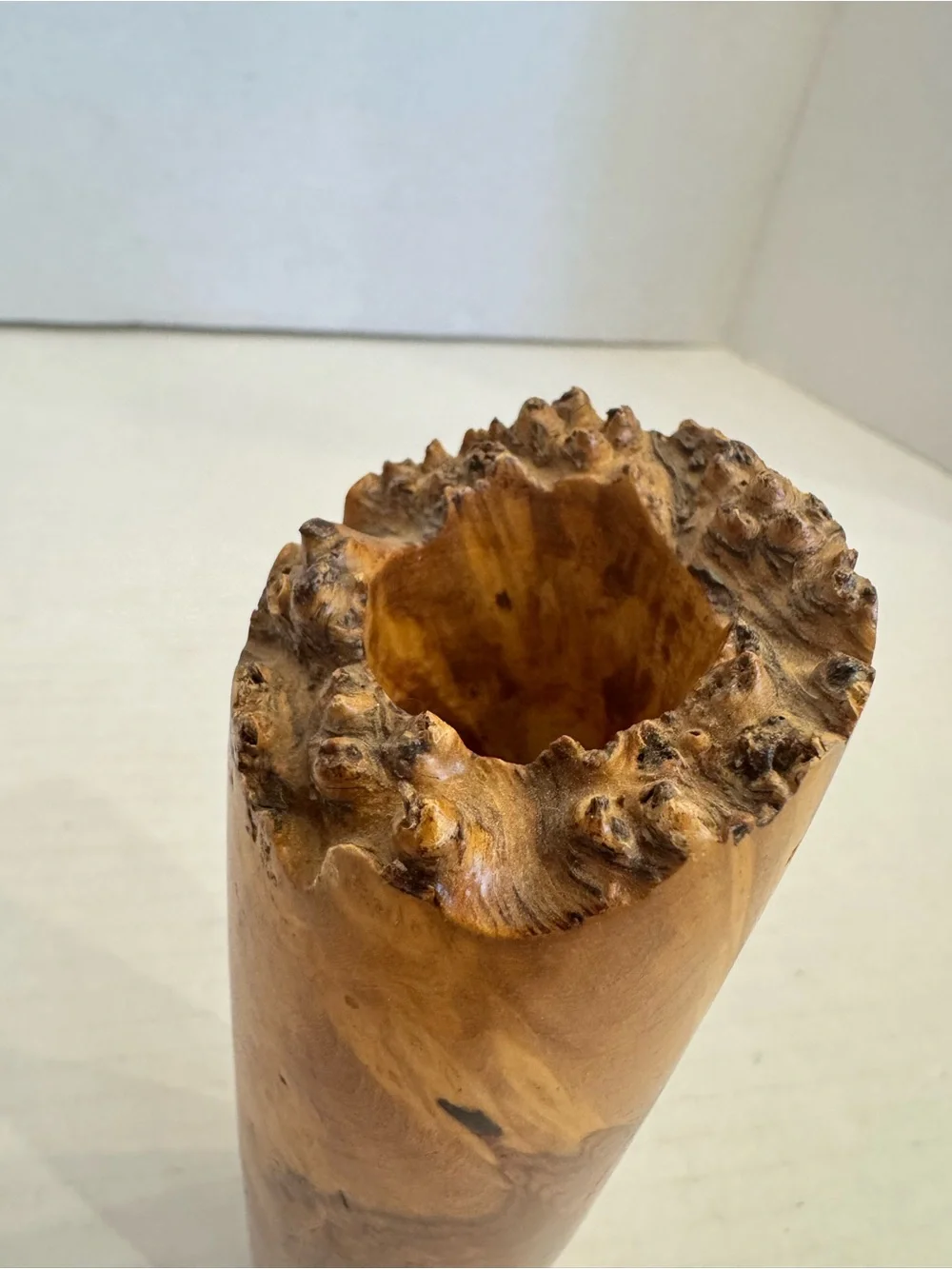 Amboyna Burl Wood Vase Natural Edge Flower Vase Artisan Crafted Sculpture Decor